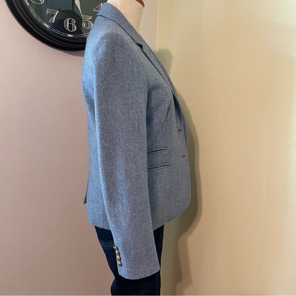 J. Crew Blue Wool Herringbone Schoolboy Blazer Like New 0 - Picture 11 of 11